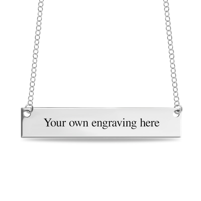 Engravable Your Own Handwriting Bar Necklace in Sterling Silver (1 Image and Line)