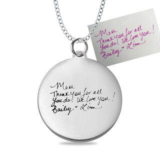 Engravable Your Own Handwriting Disc Pendant in Sterling Silver (1 Image and 4 Lines)