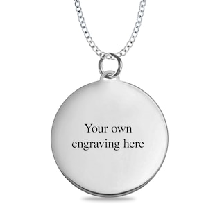 Engravable Your Own Handwriting Disc Pendant in Sterling Silver (1 Image and 4 Lines)