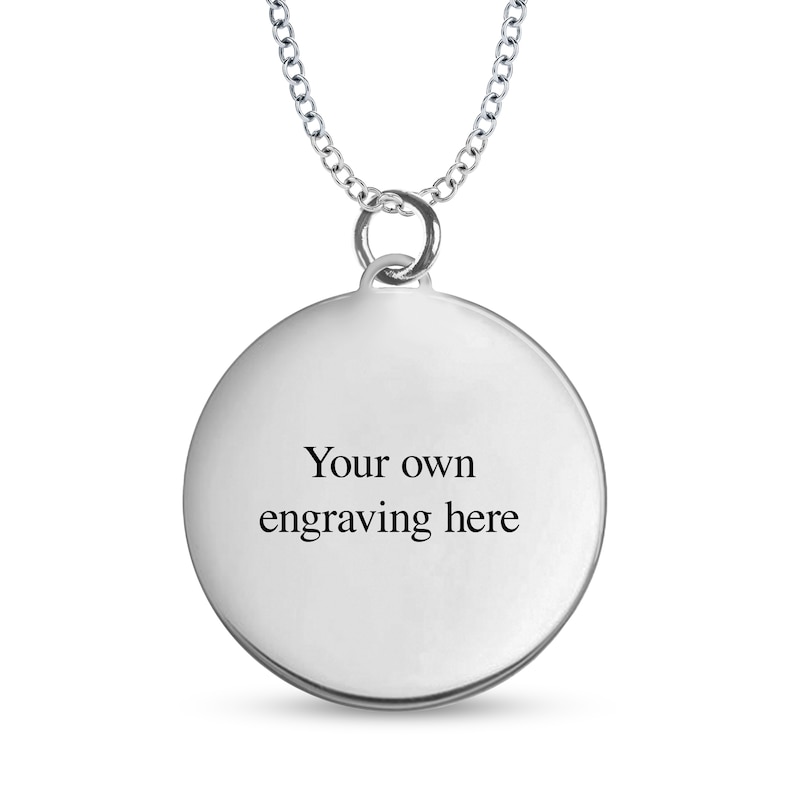Engravable Your Own Handwriting Disc Pendant in Sterling Silver (1 Image and 4 Lines)|Peoples Jewellers