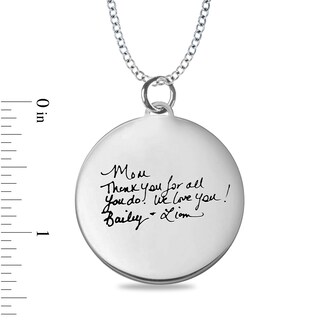 Engravable Your Own Handwriting Disc Pendant in Sterling Silver (1 Image and 4 Lines)