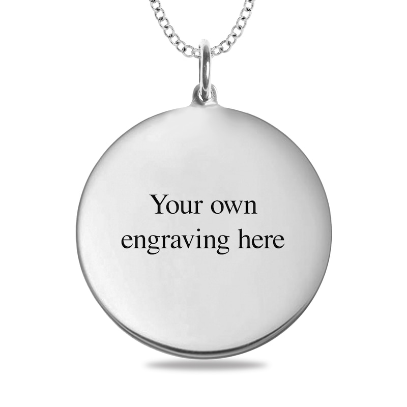 Engravable Photo Rope Frame Circle Pendant in Sterling Silver (1 Image and 3 Lines)|Peoples Jewellers