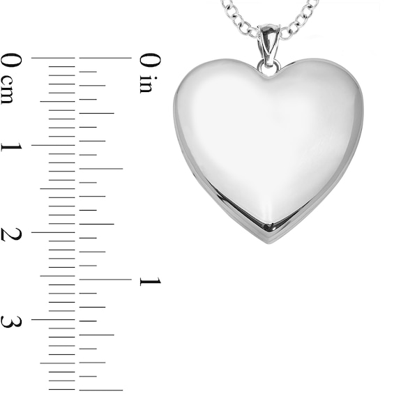 Engravable Photo Heart Locket in Sterling Silver (1-2 Images and 3 Lines)