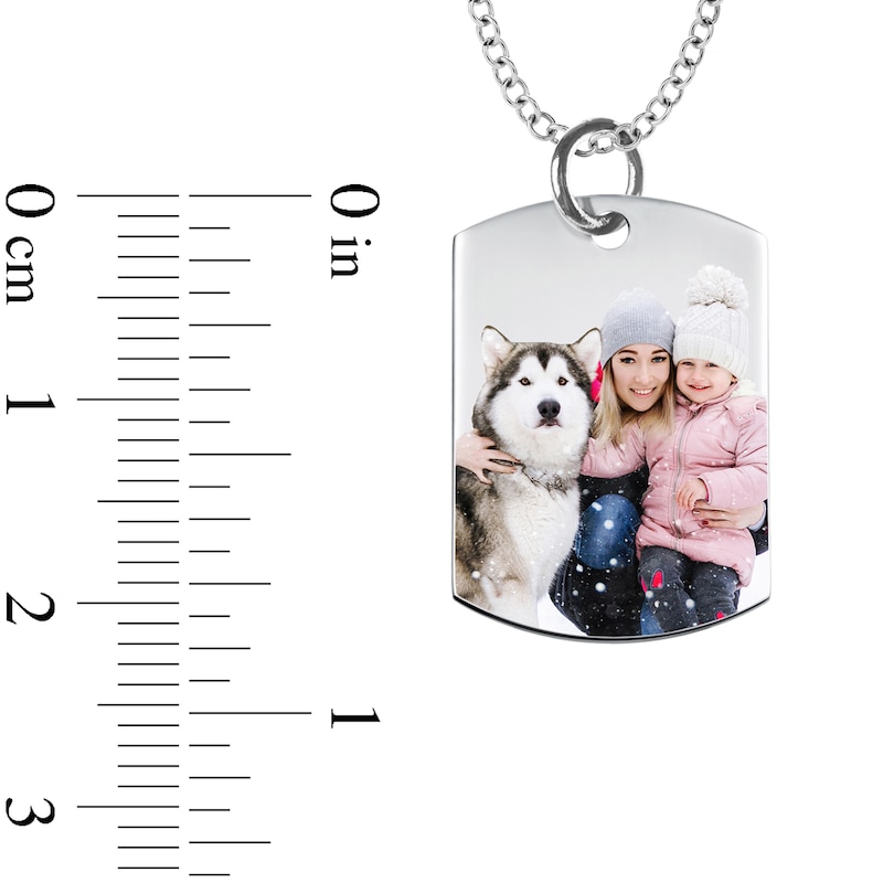 Engravable Photo Dog Tag Pendant in Sterling Silver (1 Image and Lines)|Peoples Jewellers