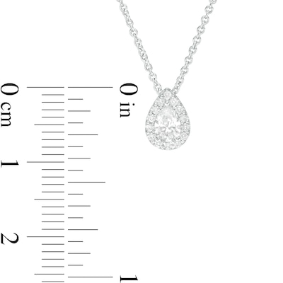 CT. T.W. Certified Pear-Shaped Diamond Frame Pendant in 14K White Gold (I/SI2