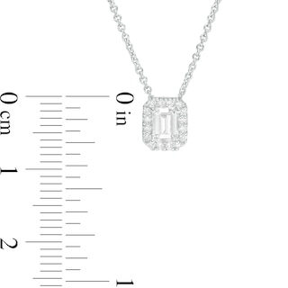 0.45 CT. T.W. Certified Emerald-Cut Diamond Frame Pendant in 14K White Gold (I/SI2)