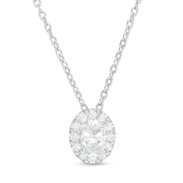 0.45 CT. T.W. Certified Oval Diamond Frame Pendant in 14K White Gold (I/SI2)