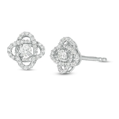 Centre of Me 0.20 CT. T.W. Diamond Orbit Stud Earrings in 10K White Gold