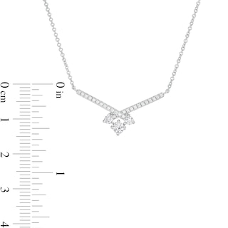 0.37 CT. T.W. Diamond Past Present Future® "X" Necklace in 10K White Gold - 17"