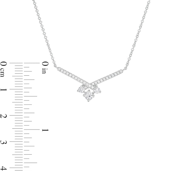 0.37 CT. T.W. Diamond Past Present Future® "X" Necklace in 10K White Gold - 17"