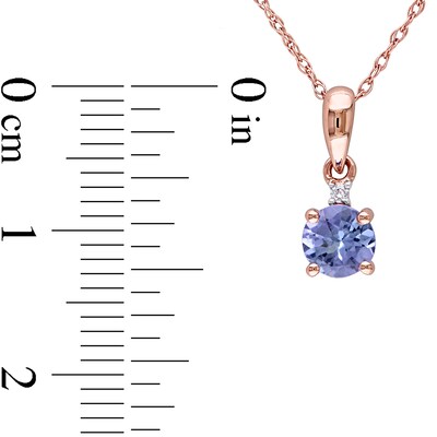 5.0mm Tanzanite and Diamond Accent Pendant in 10K Rose Gold - 17"