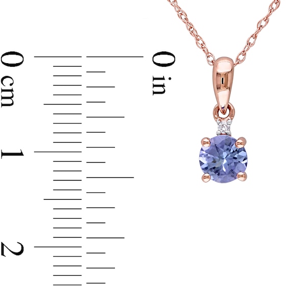 5.0mm Tanzanite and Diamond Accent Pendant in 10K Rose Gold - 17"