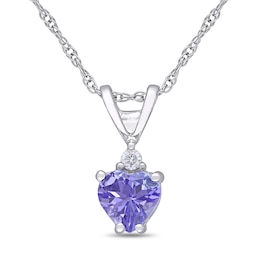 5.0mm Heart-Shaped Tanzanite and Diamond Accent Pendant in 10K White Gold - 17&quot;