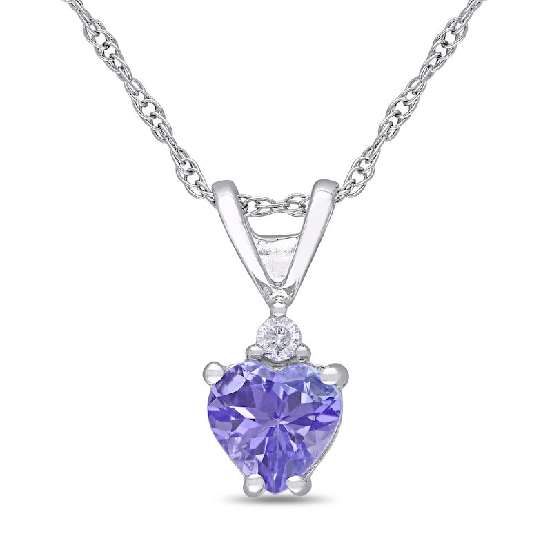 5.0mm Heart-Shaped Tanzanite and Diamond Accent Pendant in 10K White Gold - 17"|Peoples Jewellers