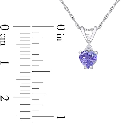 5.0mm Heart-Shaped Tanzanite and Diamond Accent Pendant in 10K White Gold - 17"