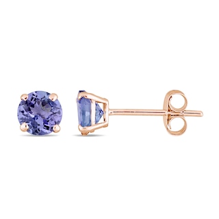 5.0mm Tanzanite Solitaire Stud Earrings in 14K Rose Gold