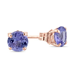 5.0mm Tanzanite Solitaire Stud Earrings in 14K Rose Gold