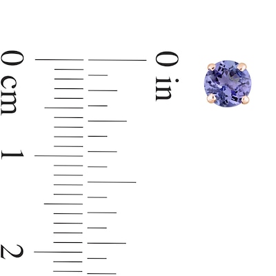 5.0mm Tanzanite Solitaire Stud Earrings in 14K Rose Gold