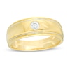 Thumbnail Image 0 of Men's 0.145 CT. Diamond Solitaire Wedding Band in 10K Two-Tone Gold