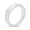 Men's 0.04 CT. Diamond Solitaire Groove Wedding Band in Sterling Silver