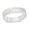 Men's 0.085 CT. Diamond Solitaire Groove Bypass Wedding Band in Sterling Silver