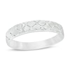 Thumbnail Image 0 of Men's 0.04 CT. T.W. Diamond Quilted Wedding Band in 10K White Gold