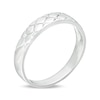 Thumbnail Image 2 of Men's 0.04 CT. T.W. Diamond Quilted Wedding Band in 10K White Gold