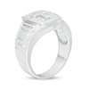 Thumbnail Image 2 of Men's 0.29 CT. T.W. Diamond Cross Ribbed Shank Ring in Sterling Silver