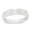 Thumbnail Image 0 of Men's 0.04 CT. T.W. Diamond Concave Infinity Wedding Band in Sterling Silver