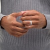 Thumbnail Image 1 of Men's Diamond Accent Herringbone Wedding Band in 10K White Gold