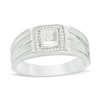 Thumbnail Image 0 of Men's 0.115 CT. T.W. Diamond Cushion Frame Ring in 10K White Gold