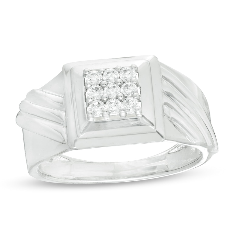 Men's 0.23 CT. T.W. Composite Square Diamond Slant Band in Sterling Silver|Peoples Jewellers