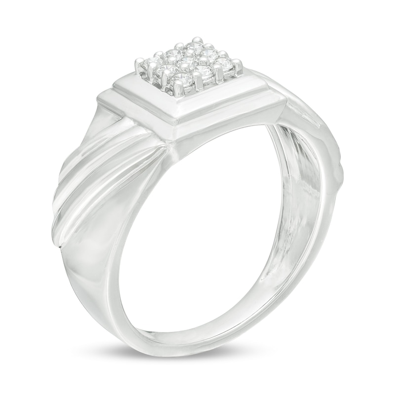 Men's 0.23 CT. T.W. Composite Square Diamond Slant Band in Sterling Silver|Peoples Jewellers