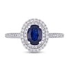 Oval Blue Sapphire and 0.32 CT. T.W. Diamond Double Frame Ring in 14K White Gold