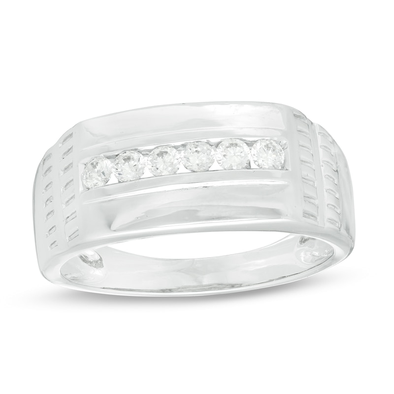 Men's 0.29 CT. T.W. Diamond Tread Ring in 10K White Gold|Peoples Jewellers