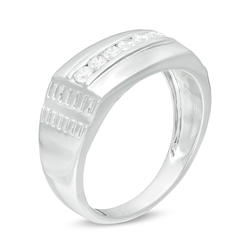 Men's 0.29 CT. T.W. Diamond Tread Ring in 10K White Gold