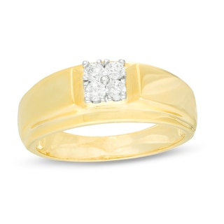 Men's 0.23 CT. T.W. Composite Quad Diamond Ring in 10K Gold