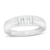 Thumbnail Image 0 of Men's 0.145 CT. T.W. Diamond Linear Double Row Band in Sterling Silver