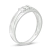 Thumbnail Image 2 of Men's 0.145 CT. T.W. Diamond Linear Double Row Band in Sterling Silver