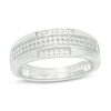 Thumbnail Image 1 of Men's 0.29 CT. T.W. Diamond Milgrain Wedding Band in Sterling Silver