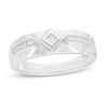 Thumbnail Image 1 of Men's 0.085 CT. T.W. Diamond Geometric Wedding Band in Sterling Silver