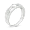 Thumbnail Image 3 of Men's 0.085 CT. T.W. Diamond Geometric Wedding Band in Sterling Silver