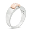 Thumbnail Image 2 of Men's 0.115 CT. Diamond Solitaire Buckle Ring in Sterling Silver and 10K Rose Gold