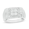 Thumbnail Image 0 of Men's 0.23 CT. T.W. Composite Quad Diamond Square Frame Ring in 10K White Gold