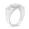 Men's 0.23 CT. T.W. Composite Quad Diamond Square Frame Ring in 10K Gold