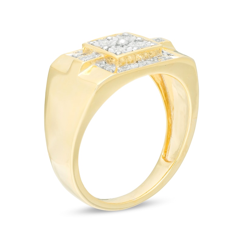 Main Image 3 of Men's 0.23 CT. T.W. Composite Quad Diamond Square Frame Ring in 10K Gold