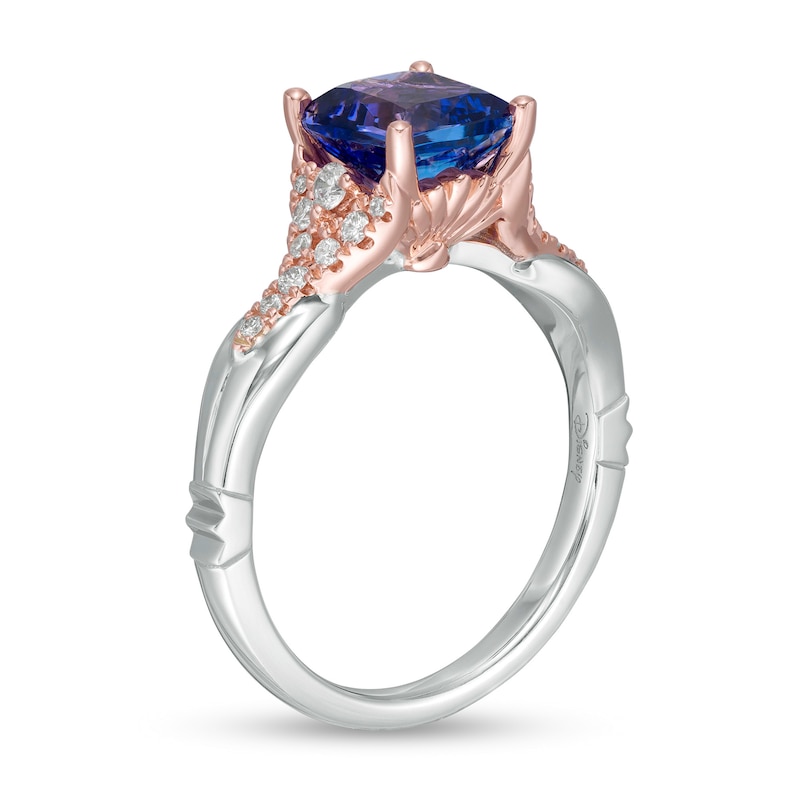 Special Edition Enchanted Disney Ariel 7.0mm Tanzanite and 0.18 CT. T.W. Diamond Engagement Ring in 14K Two-Tone Gold