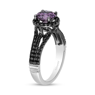 Enchanted Disney Villains Ursula Amethyst and 0.45 CT. T.W. Black Diamond Engagement Ring in 14K White Gold