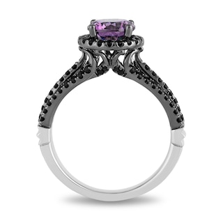 Enchanted Disney Villains Ursula Amethyst and 0.45 CT. T.W. Black Diamond Engagement Ring in 14K White Gold