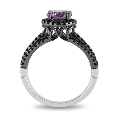 Enchanted Disney Villains Ursula Amethyst and 0.45 CT. T.W. Black Diamond Engagement Ring in 14K White Gold